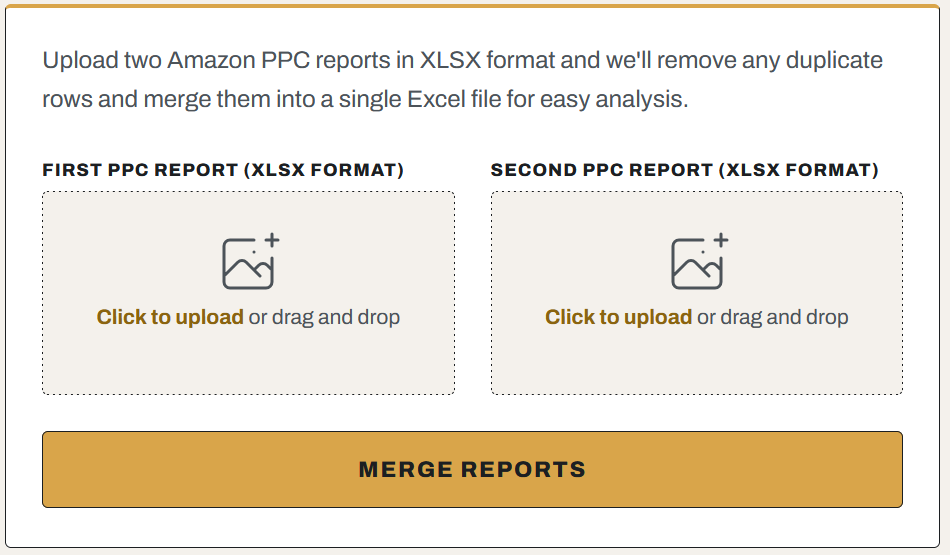 The Amazon PPC History Extender, which merges two search term reports into one file